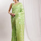 Janasya Green Silk Blend Geometric Jacquard Saree | Swadesiicart