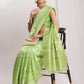 Janasya Green Silk Blend Geometric Jacquard Saree | Swadesiicart