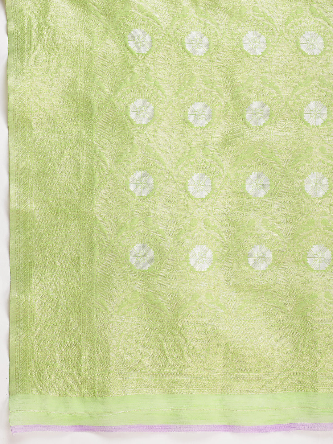 Janasya Green Silk Blend Geometric Jacquard Saree | Swadesiicart
