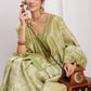 Janasya Green Silk Blend Geometric Jacquard Saree | Swadesiicart