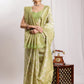 Janasya Green Silk Blend Geometric Jacquard Saree | Swadesiicart