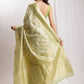 Janasya Green Silk Blend Geometric Jacquard Saree | Swadesiicart