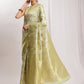 Janasya Green Silk Blend Geometric Jacquard Saree | Swadesiicart