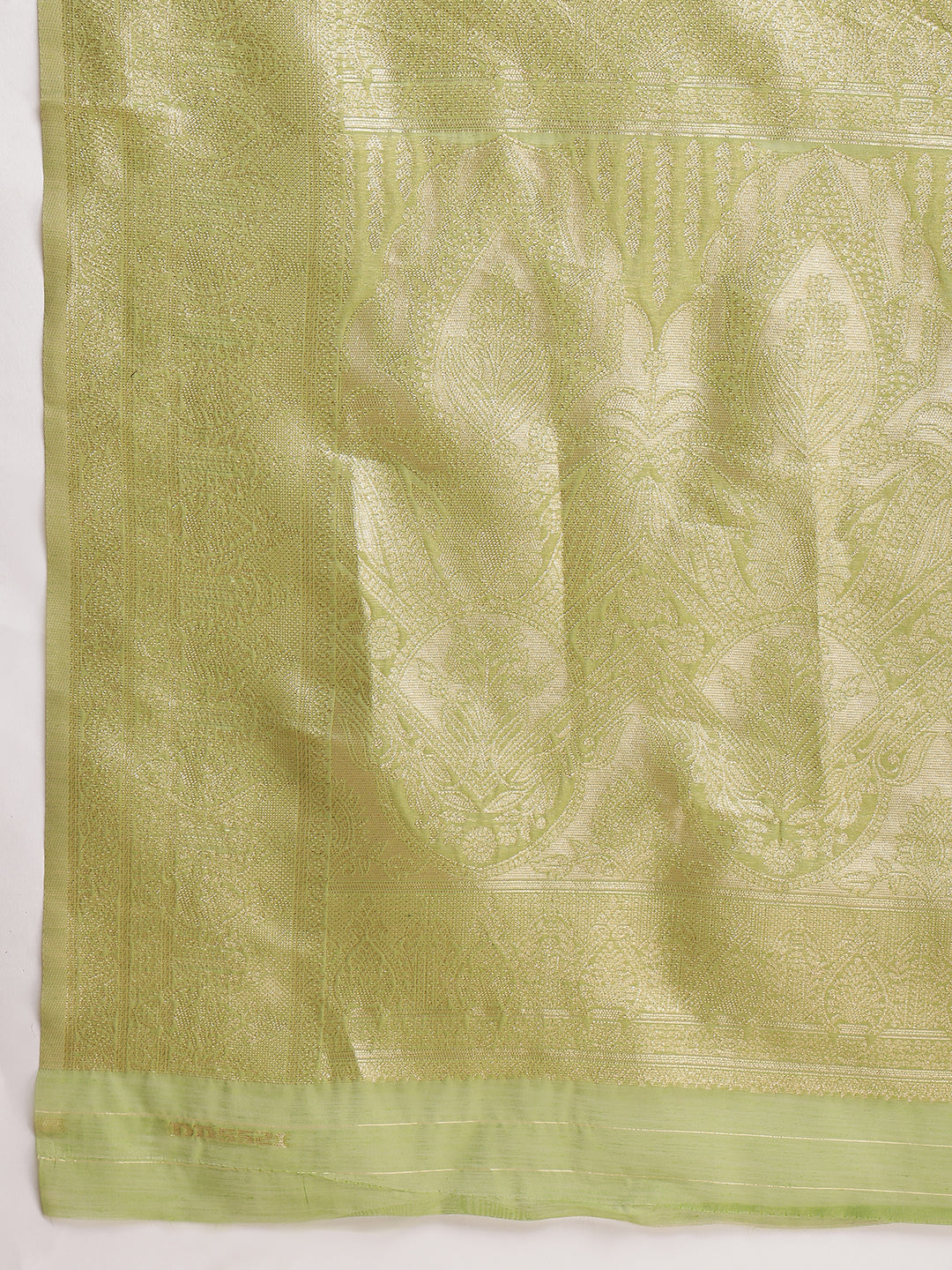 Janasya Green Silk Blend Geometric Jacquard Saree | Swadesiicart