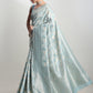Janasya Sky Blue Silk Blend Geometric Jacquard Saree | Swadesiicart