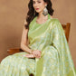 Janasya Light Green Silk Blend Geometric Jacquard Saree | Swadesiicart