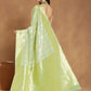Janasya Light Green Silk Blend Geometric Jacquard Saree | Swadesiicart