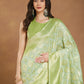 Janasya Light Green Silk Blend Geometric Jacquard Saree | Swadesiicart