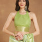 Janasya Light Green Silk Blend Geometric Jacquard Saree | Swadesiicart