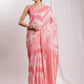 Janasya Peach Silk Blend Geometric Jacquard Saree | Swadesiicart