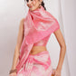 Janasya Peach Silk Blend Geometric Jacquard Saree | Swadesiicart