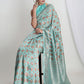 Janasya Light Blue Silk Blend Geometric Jacquard Saree | Swadesiicart