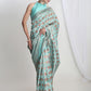 Janasya Light Blue Silk Blend Geometric Jacquard Saree | Swadesiicart