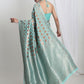Janasya Light Blue Silk Blend Geometric Jacquard Saree | Swadesiicart