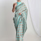 Janasya Light Blue Silk Blend Geometric Jacquard Saree | Swadesiicart