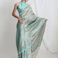 Janasya Light Blue Silk Blend Geometric Jacquard Saree | Swadesiicart