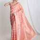 Janasya Peach Silk Blend Geometric Jacquard Saree | Swadesiicart