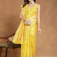Janasya Yellow Silk Blend Floral Jacquard Saree | Swadesiicart