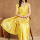 Janasya Yellow Silk Blend Floral Jacquard Saree | Swadesiicart