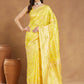 Janasya Yellow Silk Blend Floral Jacquard Saree | Swadesiicart