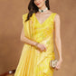 Janasya Yellow Silk Blend Floral Jacquard Saree | Swadesiicart