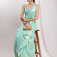 Janasya Sea Green Silk Blend Floral Jacquard Saree | Swadesiicart