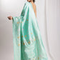 Janasya Sea Green Silk Blend Floral Jacquard Saree | Swadesiicart