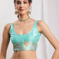 Janasya Sea Green Silk Blend Floral Jacquard Saree | Swadesiicart