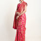 Janasya Pink Silk Blend Floral Jacquard Saree | Swadesiicart
