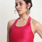 Janasya Pink Silk Blend Floral Jacquard Saree | Swadesiicart