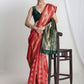 Janasya Red Silk Blend Ethnic Motifs Jacquard Saree | Swadesiicart