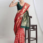 Janasya Red Silk Blend Ethnic Motifs Jacquard Saree | Swadesiicart