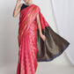 Janasya Pink Silk Blend Ethnic Motifs Jacquard Saree | Swadesiicart