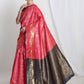 Janasya Pink Silk Blend Ethnic Motifs Jacquard Saree | Swadesiicart