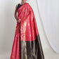 Janasya Pink Silk Blend Ethnic Motifs Jacquard Saree | Swadesiicart