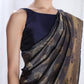 Janasya Navy Blue Silk Blend Ethnic Motifs Jacquard Saree | Swadesiicart