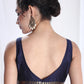 Janasya Navy Blue Silk Blend Ethnic Motifs Jacquard Saree | Swadesiicart
