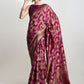 Janasya Purple Silk Blend Floral Jacquard Saree | Swadesiicart