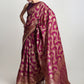 Janasya Purple Silk Blend Floral Jacquard Saree | Swadesiicart