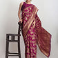 Janasya Purple Silk Blend Floral Jacquard Saree | Swadesiicart