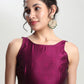 Janasya Purple Silk Blend Floral Jacquard Saree | Swadesiicart