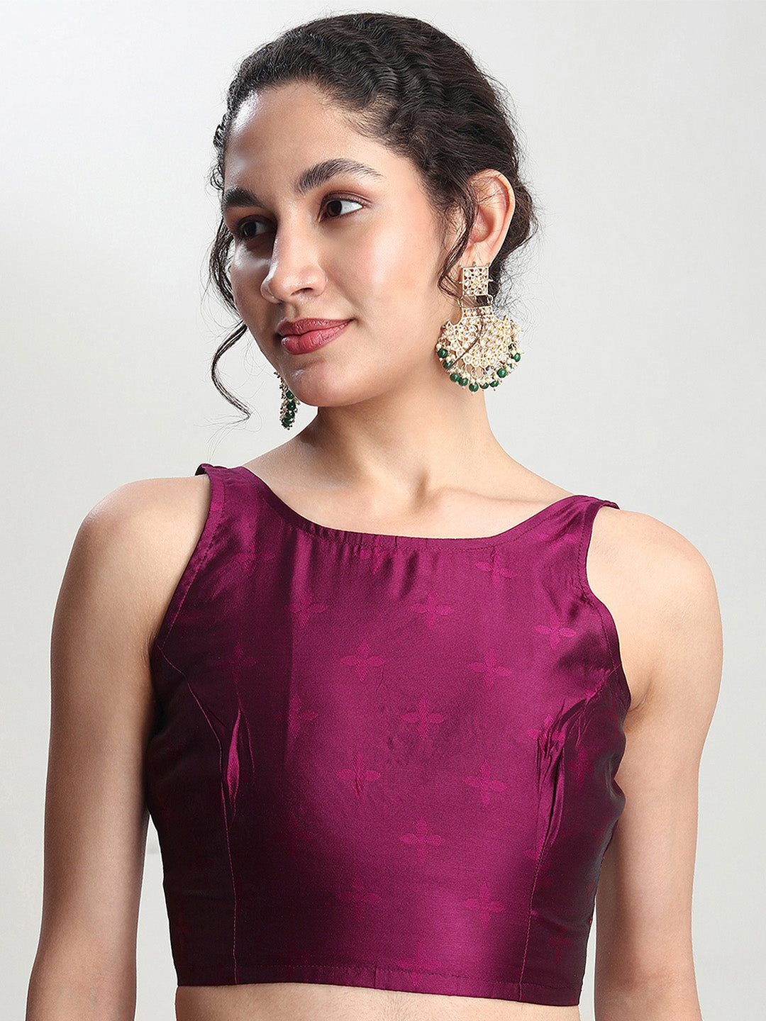 Janasya Purple Silk Blend Floral Jacquard Saree | Swadesiicart