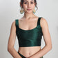 Janasya Dark Green Silk Blend Floral Jacquard Saree | Swadesiicart
