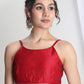 Janasya Red Silk Blend Floral Jacquard Saree | Swadesiicart