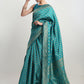 Janasya Turquoise Silk Blend Ethnic Motifs Jacquard Saree | Swadesiicart