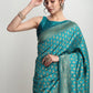 Janasya Turquoise Silk Blend Ethnic Motifs Jacquard Saree | Swadesiicart