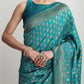 Janasya Turquoise Silk Blend Ethnic Motifs Jacquard Saree | Swadesiicart