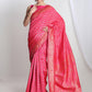 Janasya Pink Silk Blend Floral Jacquard Saree | Swadesiicart