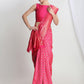 Janasya Pink Silk Blend Floral Jacquard Saree | Swadesiicart