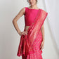Janasya Pink Silk Blend Floral Jacquard Saree | Swadesiicart